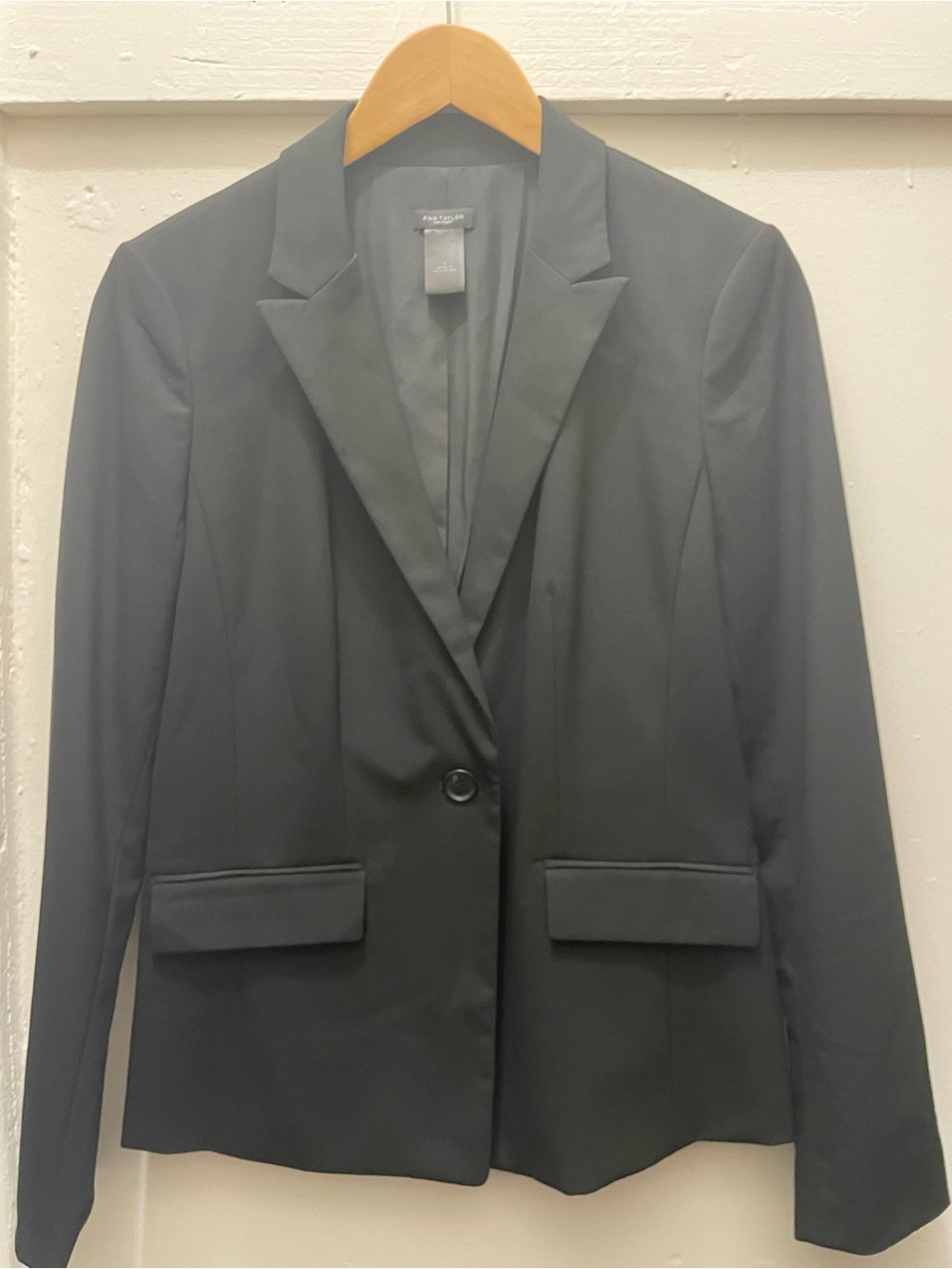Ann Taylor Factory Black Single-Button Notch Lapel Blazer